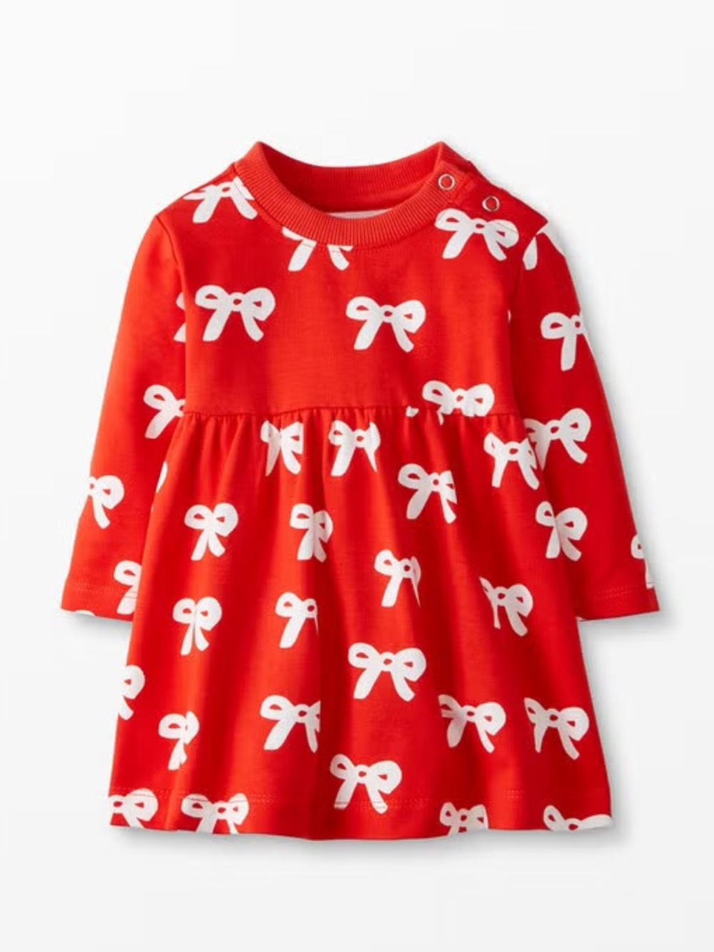 Hanna Andersson Baby Red Holiday Bow Dress 12-18 Months Organic French Terry